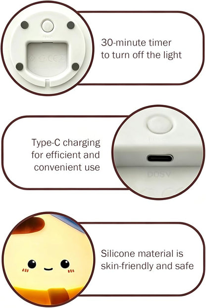 IN HAPPY Cute Snowman Night Light for Kids, Squishy Silicone Nursery Lamp, USB Rechargeable Kawaii Cordless Lamp, Home Decor & Christmas Stocking Stuffers Gifts for Toddlers, Girls, Women (Snowman)