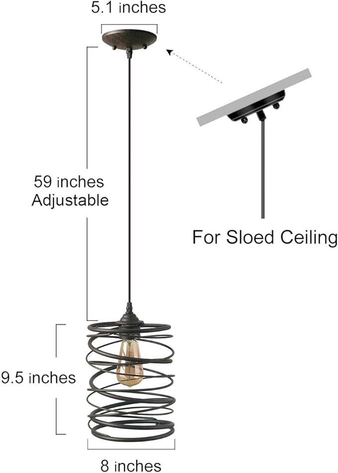 LNC Pendant Lighting, Rustic Ceiling Rust Cage Ceiling Lamp for Kitchen Island