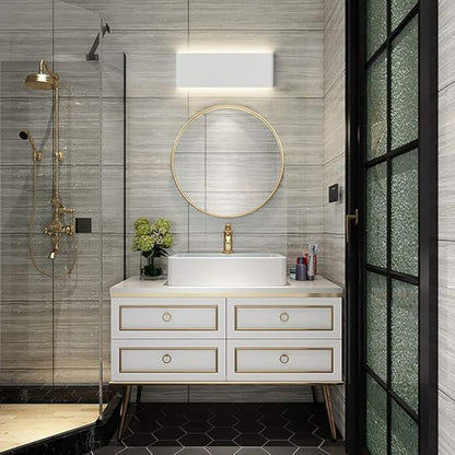 Aipsun 15.75in Matte White Modern Vanity Light Up and Down LED Vanity Light for Bathroom Wall Lighting Fixtures (Neutral White 4000K)