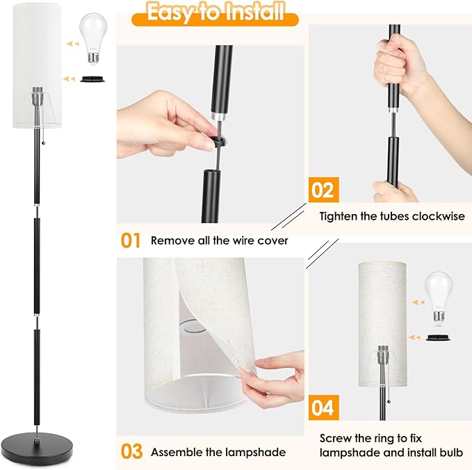 Coucrek Floor Lamp for Living Room, 3 Color Temperature Modern Standing Lamps, Minimalist Floor Lights for Bedroom, Office, Reading, White