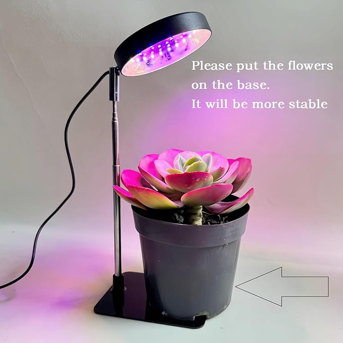 Indoor Plant Growth Lamp, Full-Spectrum 48-LED Indoor Plant Lamp, 3 Selectable Spectra, 3/9/12 Hours, 10 Brightness, Adjustable Height from 7 to 26 Inches