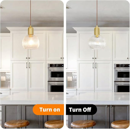 Modern Gold Pendant Lights Kitchen Island Lighting, Clear Glass Globe Pendant Light for Kitchen Adjustable 11.8-59" Brass Dining Room Hanging Light Fixture Vintage Ribbed Ceiling Pendant Light