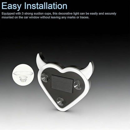Romantic Devil-Horns Heart-Shaped LED Ambient Light - Color-Changing Car Window Lights, Universal Fit for Minivan, SUV, RV, Sedan, Truck, Personality Interior Decoration