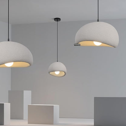 15.7in Wabi Sabi Pendant Light, Kitchen Island Lighting Fixture Ceiling Mount Japanese Lamp Japandi Chandelier for Dining Living Room Hallway Bedroom Restaurant Hanging Lamp, Grey 1 Pack