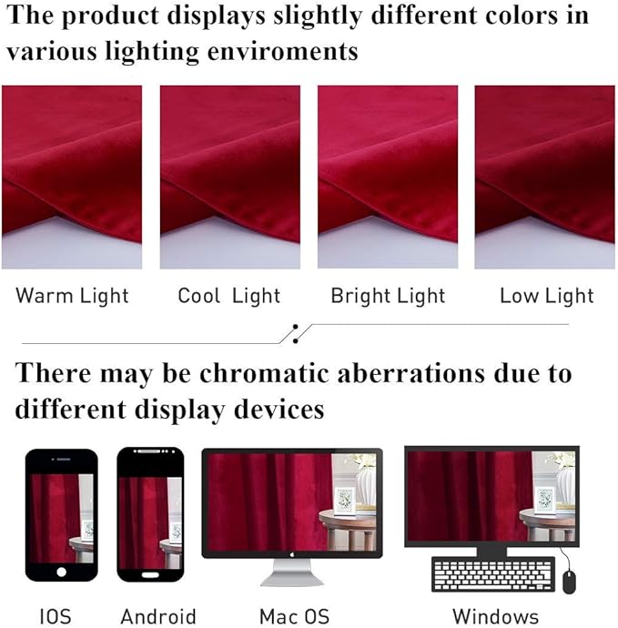 StangH Red Movie Room Curtains, 96 Inches Long Blackout Velvet Curtains, Luxury Draped Look Window Panels Christmas Decor with Back Tab for Theater/Store, W72 x L96 inches, 1 Panels