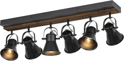KEESFU 6-Light Track Lighting Kit,Black Semi Flush Mount Ceiling Light with 6 Rotatable Light Heads,Modern Farmhouse Lighting for Livingroom,Bedroom,Hallway,Art Wall,Bathroom,Kitchen.(6-Light)