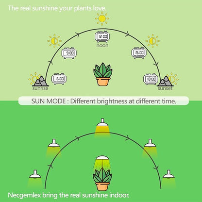 LED Grow Light Bulbs, Sun Mode Auto Dimming, 4500K, A19/A60 E26/E27 9W Full Spectrum Grow Bulbs for Indoor Plants, 2 Pack