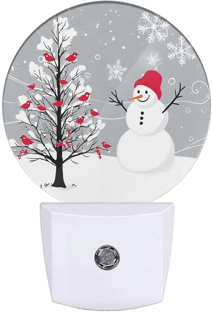 Snowman Ball Night Light Red Xmas Ball Christmas Night Lights Plug into Wall for Boys Girls, Plug-in Nightlight 0.5W LED Lighting for Stairway Hallway Bedroom