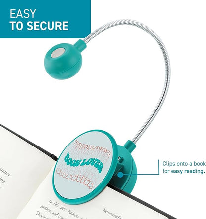 WITHit Clip On Book Light – Dimmable LED Reading Light for Books and eBooks, Reduced Glare, Portable, Cute Bookmark Light for Kids & Adults, Batteries Included (Book Lovers, Quotables)