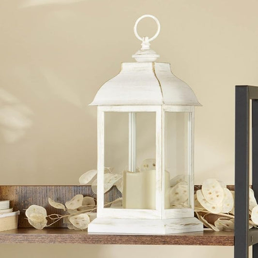 6PCS LED Decorative Lanterns, Kate Aspen White Vintage Rustic Home Décor Lantern Tabel Centerpiece for Wedding, Bridal Shower, Anniversary Party - Manchester