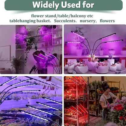 Full Spectrum 4 Heads LED Plant Grow Light with Flexible Gooseneck, 3/9/12H 3 Modes 10 Dimmable Levels, 160 LEDs Clip On Grow Light for Indoor Plants, Seed Starting, Flowers & Vegetables