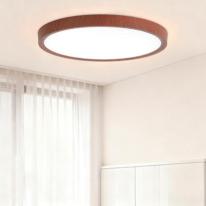 12 Inch LED Wood Grain Flush Mount Ceiling Light Fixture, Modern 22W Round Flat Overhead 3000K-4000K-6000K Selectable Ceiling lamp for Bedroom, Living Room, Kitchen, Entryway