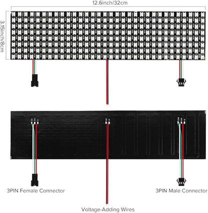 BTF-LIGHTING 2 Pack WS2812B ECO RGB Alloy Wires 5050SMD Individual Addressable 8X32 256 Pixel LED Matrix Flexible FPCB Full Color Works with WLED,SP802E Controllers Image Video Text Display DC5V