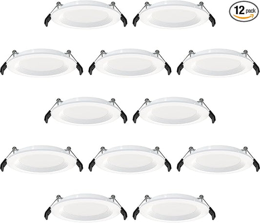 RAB Lighting WFRL-Field-Adjustable Edge-Lit LED Downlight-Canless Wafer Design-Black/White Trim-5CCT Selectable 2700K-5000K-90 CRI-Wet Rated/Dimmable for Modern Ceilings (WFR34-4B/BP - 12 Pack)