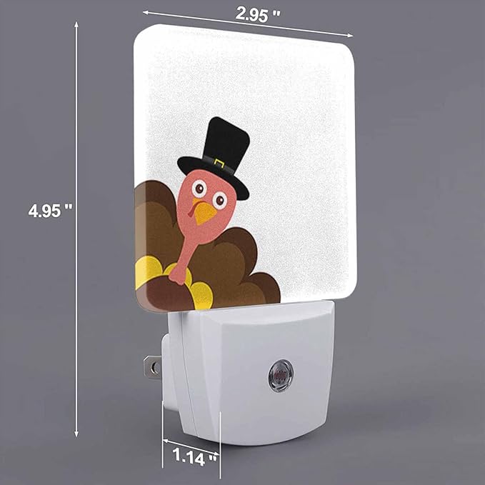LED Night Light Plug into Wall with Dusk to Dawn Light Sensor White Energy Efficient Turkey Thanksgiving Cartoon White Nightlight for Bedroom Bathroom Hallway Living Room Kitchen