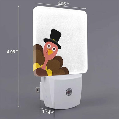 LED Night Light Plug into Wall with Dusk to Dawn Light Sensor White Energy Efficient Turkey Thanksgiving Cartoon White Nightlight for Bedroom Bathroom Hallway Living Room Kitchen