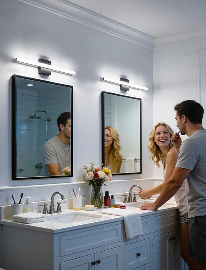 Combuh LED Bathroom Light Fixtures Over Mirror 24 Inch 14W, Black Vanity Lights Bar for Bathroom, Modern IP44 Wall Sconce Cool White 6000K