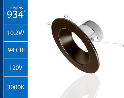 NICOR DLR566091203KOB DLR56(v6) 5/6-inch Oil-Rubbed Bronze 900 Lumen 3000K Recessed LED Downlight