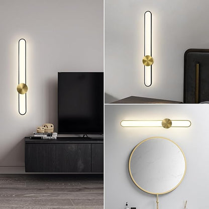 JAYMP Modern Wall Sconce 4000K Dimmable LED Wall Light Fixture, Hardwired Wall Lamp for Living Room, Dining Room, Bedroom, Hallway, Lobby, Entryway, 1 Pack (Brushed Black, H90cm/35.4inch)