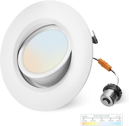 4 Inch Gimbal Led Recessed Lighting Retrofit,4 Retrofit Led Recessed Lighting,5 CCT 2700K-5000K Dimmable 8W 700LM,Compatible with TP24 Connector/E26 Bases,ETL & ES(1 Pack)