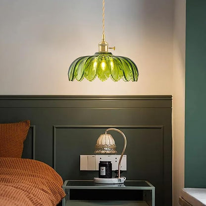 Plug in Pendant Light Fixtures, Hanging Light Fixture Glass Pendant Light, Vintage Green Hanging Lamp, Pendant Lighting for Kitchen Island, Bedroom, Dining Room, Living Room