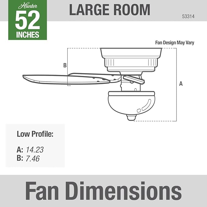 Hunter 52 inch Indoor Ceiling Fan with LED Light - Bronze Ceiling Fan with Pull Chain, For Bedroom or Living Room, Low Profile Flush Mount, No Remote, 5 Blades - Newsome 53314, Premier Bronze