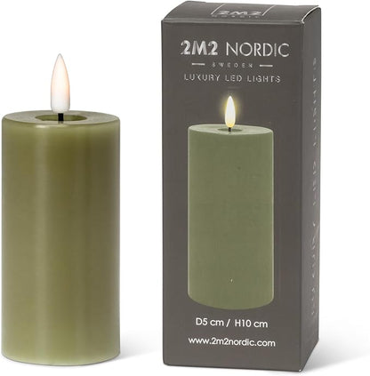 Abbott Collection Wax LED Flameless Pillar Candle - Green (2x4 H)