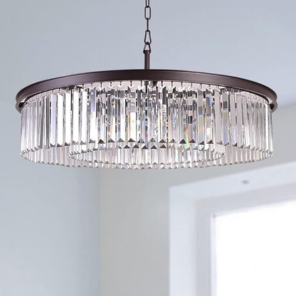 Oil Rubbed Bronze Crystal Chandeliers Modern Contemporary Ceiling Lights Fixtures Pendant Lighting for Dining Room Living Room Chandelier D33.5 8 Lights