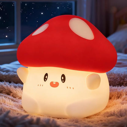 Mushroom Night Light with Squishy Soft Silicone, RGB Flashing Color, Dimmable Rechargeable Portable Touch Mushroom Gifts Decor for Girls Boys