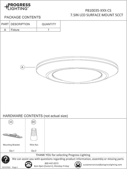 Progress Lighting Intrinsic Collection 7.5 in. 3000K Integrated LED Recessed Surface Mount Integrated LED Downlight for Living Rooms