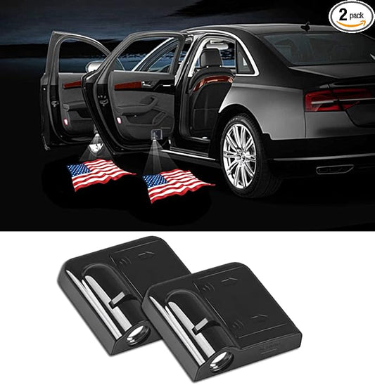 NewL 2 Pcs Led Car Door Welcome Light for American Waving Flag Logo Symbol Projector Lights Ghost Shadow Light