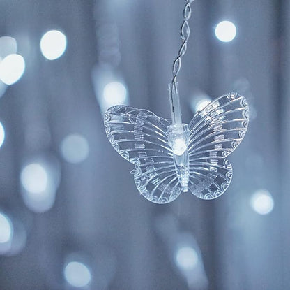 Butterfly Curtain Fairy String Lights, 120LED 8 Modes USB Powered Timer Firefly Twinkle Light with Romote, 14.7FT Copper Wire Hanging Decoration for Room, Wedding, Bedroom, Party, Christmas Decor