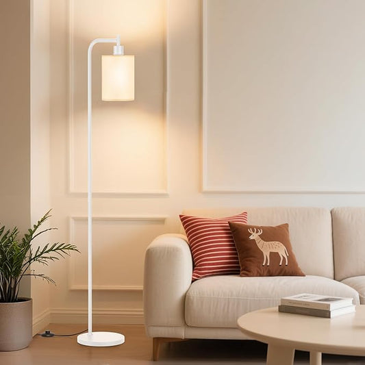 SIBRILLE Floor Lamp with Linen Shade, Dimmable Tall Standing Lamp with Remote Control & 3 Color Temperatures, Modern Floor Lamps for Living Room Bedroom Office Corner, 9W LED Bulb Included