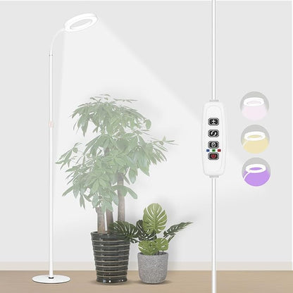 Grow Light for Indoor Plants, Full Spectrum LED Tall Plant Lights with Timer, Standing Floor Growing Lamp, Height Adjustable for Large Plants (White)