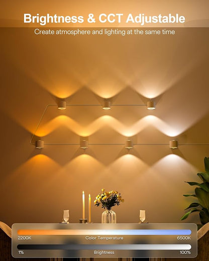 Lumary Smart Wall Sconces, World Cup Decor Up and Down Lighting, WiFi Color Changing Wall Lights for Bedroom, Living Room, Compatible with Alexa/Google Assistant, 9.2ft with 7 LEDs
