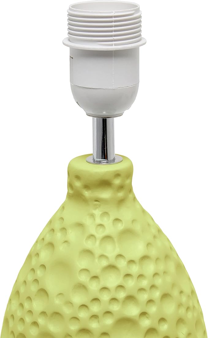 Simple Designs LT2003-GRN Textured Stucco Ceramic Oval Table Lamp with White Fabric Shade, Green