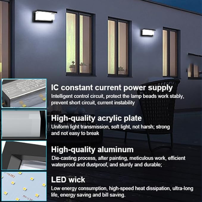 Sytmhoe 5000K Daylight White Outdoor Wall Sconce Lights, LED Exterior Light Fixture Wall Mount Ip65 Waterproof, Wall Porch Light for Garage Walkway Hallway Backyard Garden(1 Pack)