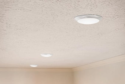 Kichler Low Profile LED Downlight - Gen Select 5-in-1 Downlight White, for Wet or Damp Spaces, 2700K-5000K, Color Temperature Select, Power Surge Protected, (7.38" Dia x 1.35" H) 43874WH5CCT