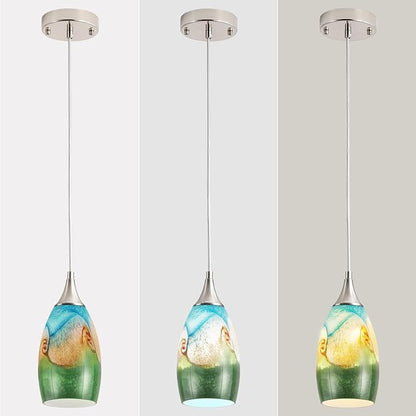 GLADFRESIT Coastal Harmony Pendant Light for Kitchen Islands – Nature's Canvas with Grassland, Beach, and Wave-Inspired Shades, Single Pack for Dining Room, Entryway (Bulb Excluded)