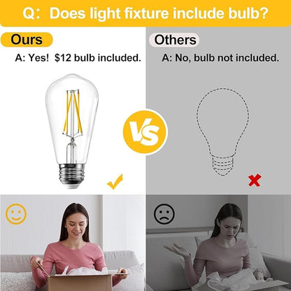 Industrial Semi Flush Mount Ceiling Light Brushed Gold, 800 Lumen LED Bulb Included, Clear Glass Shade Ceiling Light Fixture, Light Fixture for Hallway Bathroom Bedroom, Vintage Hanging Light Fixtures
