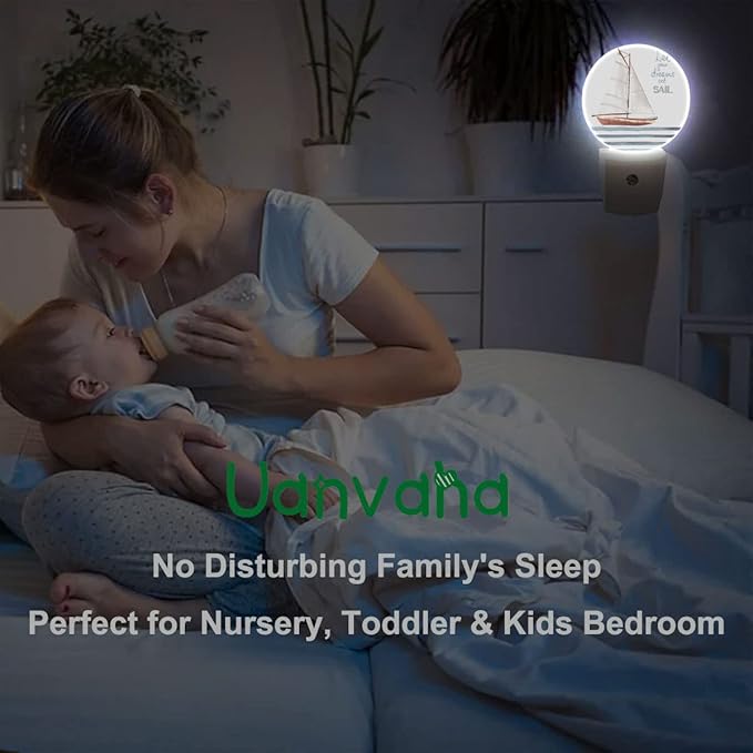 Boat Night Light Let Your Dreams Set Sail Sea Nautical Night Lights Plug into Wall 0.5W LED Lighting Auto on/Off for Hallway Stairway Kitchen Boys Girls Bedroom