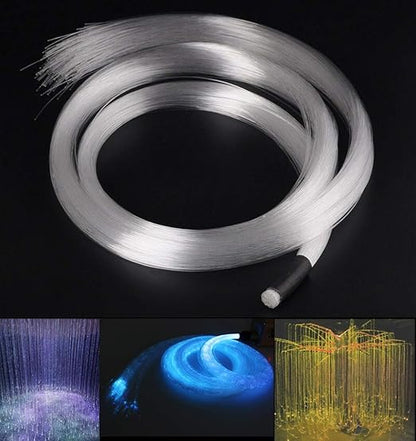 AZIMOM PMMA Plastic Flash Point Fiber Optic Strands 100PCS 0.04IN 9.8ft Side Glow Curtain Waterfall Optical Fiber Cables for LED Light Engine Driver Source Decoration