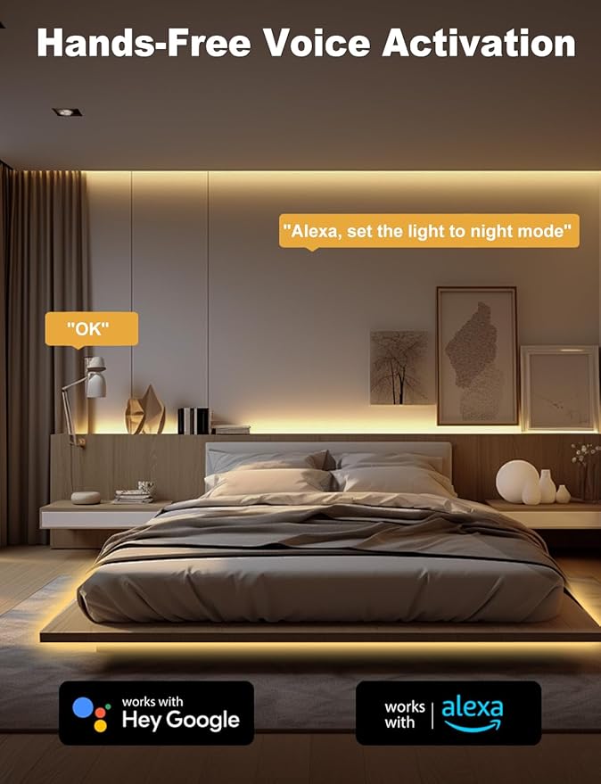 COB LED Strip Light 32.8ft, Dimmable 2300K-6500K White CCT Tunable, DC 24V Cuttable LED Tape Light, High Density 6080 LED 48W CRI 90, APP Remote Control, Music Mode, For Home DIY, Living Room, Bedroom