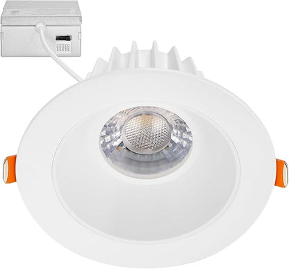 Maxxima 4 in. Low Kelvin Ultra-Thin Recessed Anti-Glare LED Downlight, Canless IC Rated, 1200 Lumens, 5 Color Temperature Selectable 2200K/2400K/2700K/3000K/3500K, Dimmable, Junction Box Included