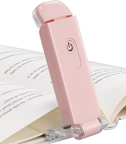DEWENWILS USB Rechargeable Book Light, LED Clip on Reading Lights for Books in Bed at Night, Portable Bookmark Lamps, Warm White, Brightness Adjustable, Perfect for Bookworms, Kids (Light Pink)