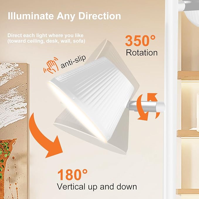 42W Tree Floor Lamp, Super Bright LED Standing Lamp with Remote, Modern Dimmable Floor Lamps,Individual Control, Rotable Head LED Lamp for Living Room Bedroom Office,White
