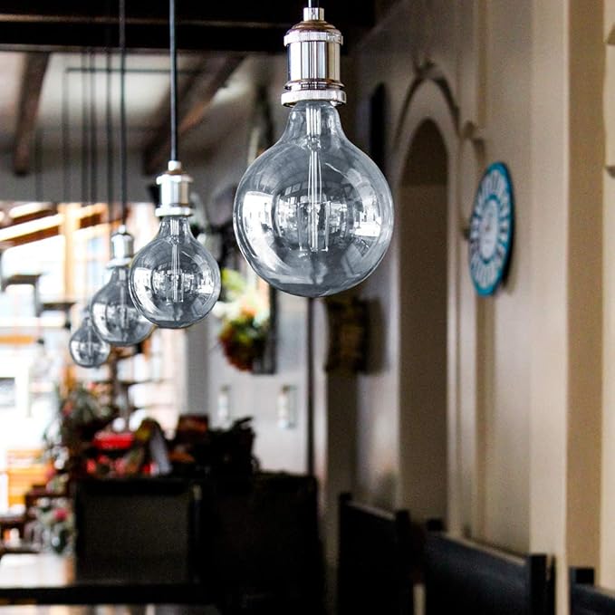 Feit Electric Vintage Exposed Filament Smoke Glass LED G25 with a Medium E26 Base Light Bulb - 60W Equivalent - 10 Year Life - 150 Lumen - 5000K Daylight - Dimmable | Original Vintage