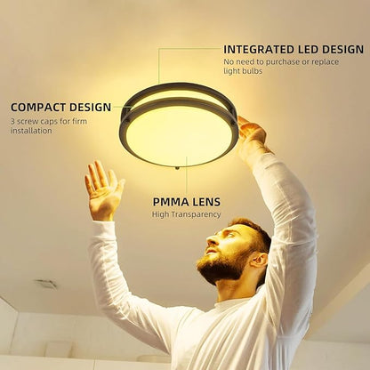 hykolity 10 inch Flush Mount LED Ceiling Light Fixture, 17W 1100lm, 2700K/3000K/3500K/4000K/5000K Adjustable Ceiling Lights, Oil Rubbed Bronze Saturn Dimmable Lighting for Hallway Bathroom or Kitchen