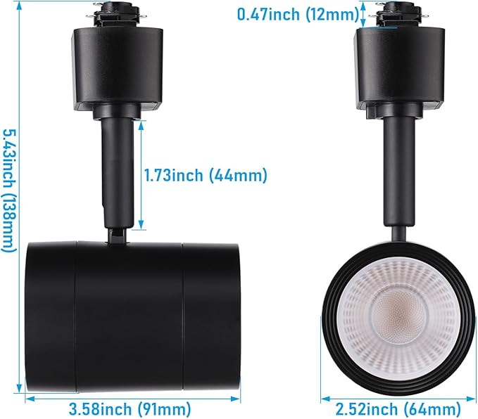 LEONLITE 8-Pack Studio Series 8.5W LED H Track Lighting Heads, ETL FCC T24, Dimmable Retail Track Light Heads for Store Shop Cafe, 600LM, CRI90, H Track Lighting, 5CCT, Matte Black