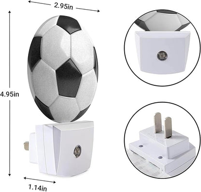 EKOBLA Soccer Ball Plug-in Night Light, Black & White Sports Design LED Nightlight with Dusk to Dawn Sensor for Boys Room, Man Cave, Bedroom & Bathroom